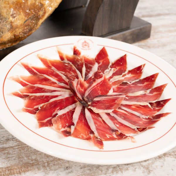 Slices of 100% pure Iberian acorn-fed (bellota) ham