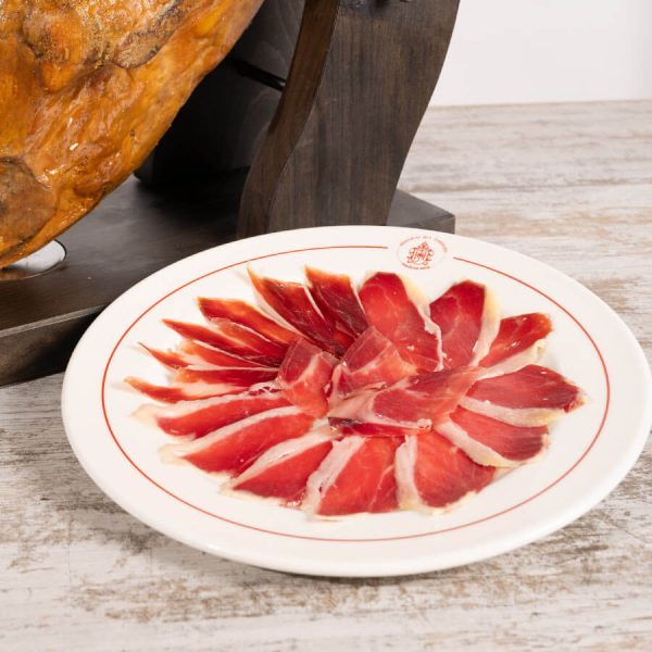Plate of slices of 50% Iberian-Breed Acorn-Fed (Bellota) Iberian Ham
