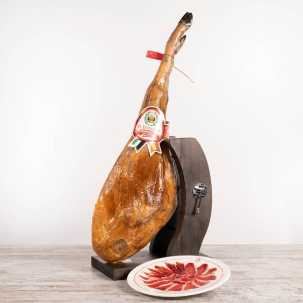 50% Iberian-Breed Acorn-Fed (Bellota) Iberian Ham with a plate of slices, Museo del Jamón