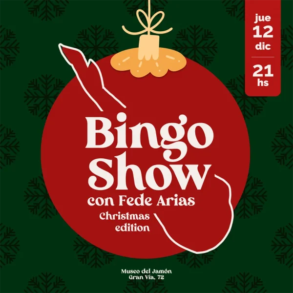 Bingo Show Christmas en el Museo del Jamón, espectáculo navideño con jamón y diversión.