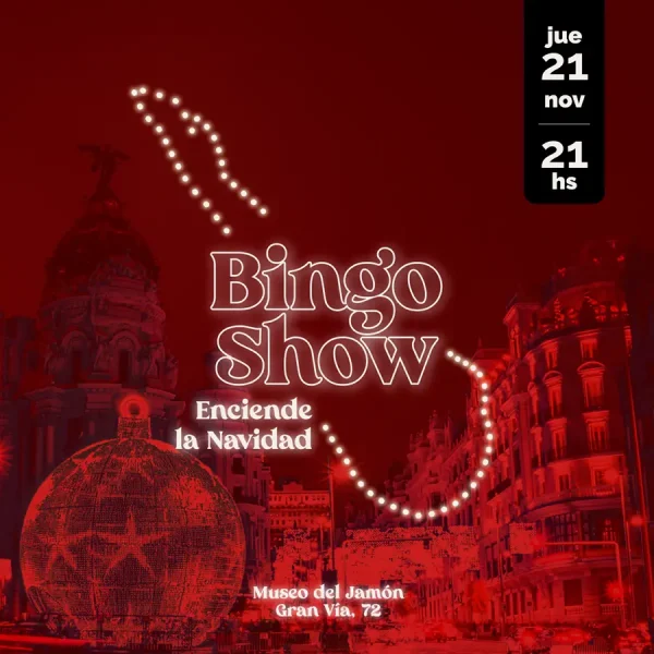 Bingo Show de Navidad en el Museo del Jamón, evento festivo con temática navideña.